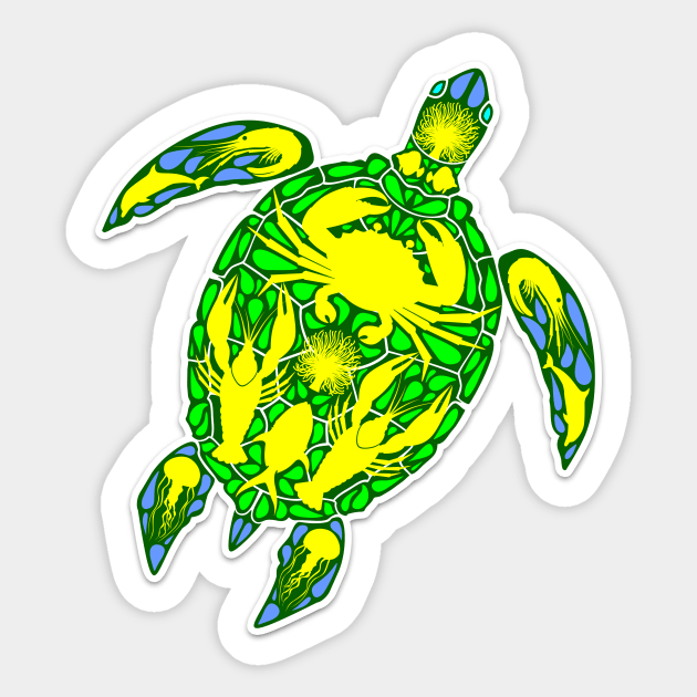 Sea Turtle Reef Marine Life Abstract Symbol Tattoo Style Sticker by BluedarkArt